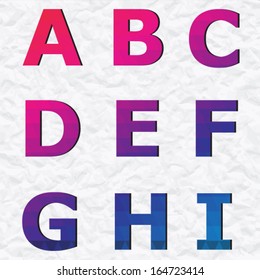 geometric gradient alphabet abc on paper