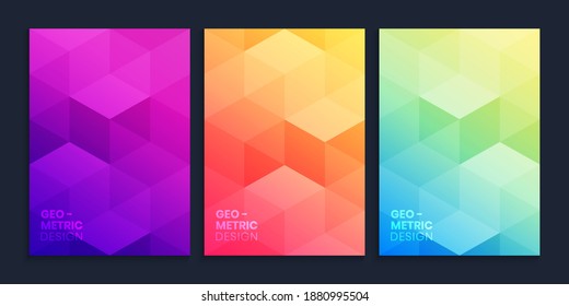 Geometric Gradient Background Collection With 3D Cubes