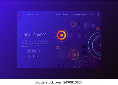 Geometric gradient shapes landing page vector design in eps 10