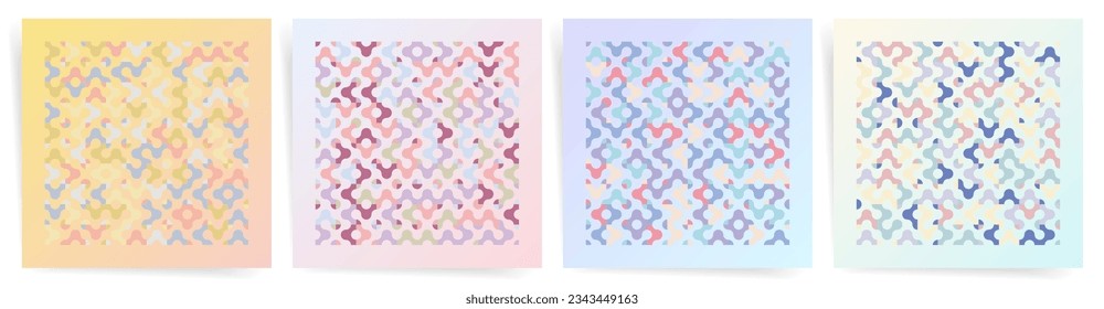 Geometric Gradient Templates. Abstract Maze Vector Set for Modern Design, Posters, Covers, Square Posts. Bright Aesthetic Backgrounds.