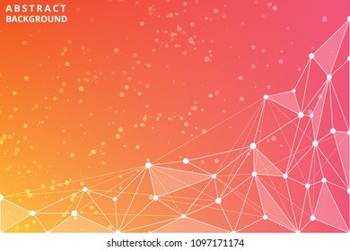 Geometric graphic abstract background from colored mesh, lines, dots, triangles. Vector illustration Internet connection, science, technology, connections, communication, chemistry, biology, medicine