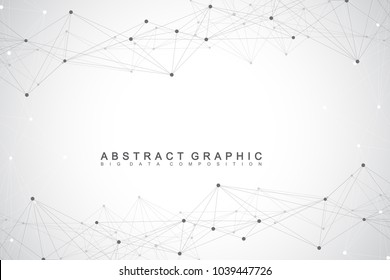 Geometric graphic background communication. Big data complex with compounds. Perspective backdrop. Minimal array. Digital data visualization. Scientific cybernetic vector illustration