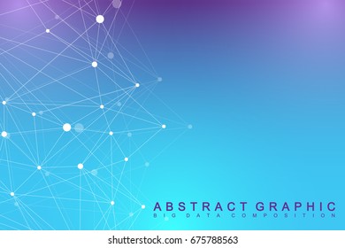 Geometric graphic background communication. Big data complex with Political World Map. Particle compounds. Network connection, lines plexus. Minimalistic chaotic design, vector illustration