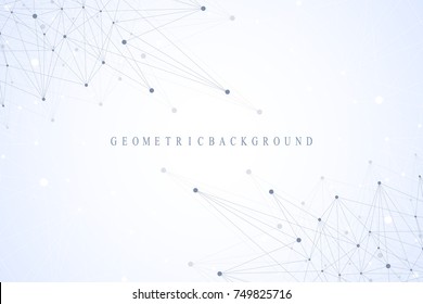 Geometric graphic background communication. Global network connections. Wireframe complex with compounds. Perspective backdrop. Digital data visualization. Scientific cybernetic vector