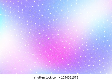 Geometric Graphic Background With Connected Lines And Dots. Scientific Cybernetic Particle Compounds. Minimal Array. Lines Plexus. Chemical Surface Pattern. Vector Illustration