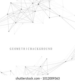 Geometric graphic background molecule and communication. Big data complex with compounds. Perspective backdrop. Minimal array. Digital data visualization. Scientific cybernetic vector illustration