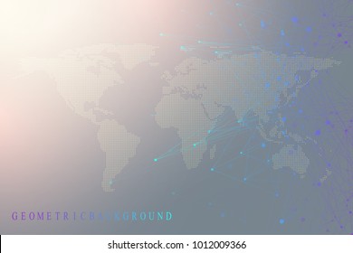 Geometric graphic background molecule and communication. Big data complex with compounds. Perspective backdrop. Minimal array. Digital data visualization. Scientific cybernetic vector illustration