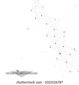 Geometric graphic background molecule and communication. Big data complex with compounds. Perspective backdrop. Minimal array Big data. Digital data visualization. Scientific vector illustration