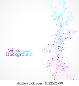 Geometric graphic background molecule and communication. Big data complex with compounds. Perspective backdrop. Minimal array. Digital data visualization. Scientific cybernetic vector illustration