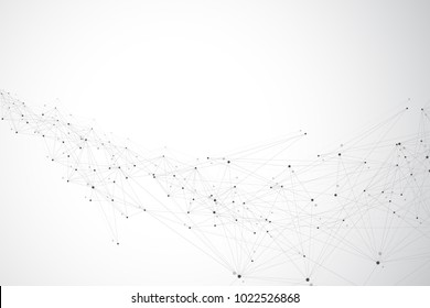 Geometric graphic background molecule and communication. Big data complex with compounds. Perspective backdrop. Minimal array Big data. Digital data visualization. Scientific vector illustration
