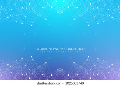 Geometric graphic background molecule and communication. Big data complex with compounds. Perspective backdrop. Minimal array. Digital data visualization. Scientific cybernetic vector illustration