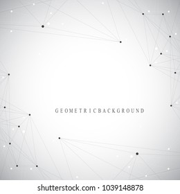 Geometric graphic background molecule and communication. Big data complex with compounds. Perspective backdrop. Minimal array Big data. Digital data visualization. Scientific vector illustration
