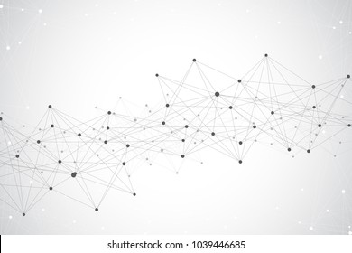 Geometric graphic background molecule and communication. Big data complex with compounds. Perspective backdrop. Minimal array Big data. Digital data visualization. Scientific vector illustration