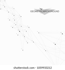 Geometric graphic background molecule and communication. Big data complex with compounds. Perspective backdrop. Minimal array. Digital data visualization. Scientific cybernetic vector illustration
