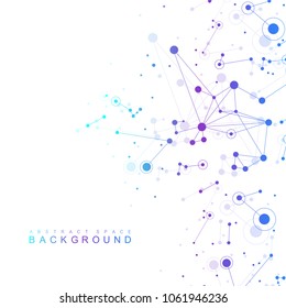 Geometric graphic background molecule and communication. Big data complex with compounds. Perspective backdrop. Minimal array. Digital data visualization. Scientific cybernetic vector illustration