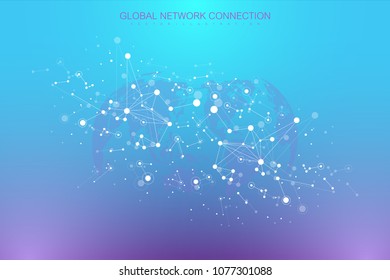 Geometric graphic background molecule and communication. Big data complex with compounds. Perspective backdrop. Minimal array. Digital data visualization. Scientific cybernetic vector illustration