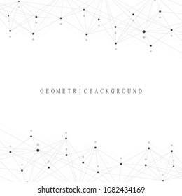 Geometric graphic background molecule and communication. Big data complex with compounds. Perspective backdrop. Minimal array. Digital data visualization. Scientific cybernetic vector illustration