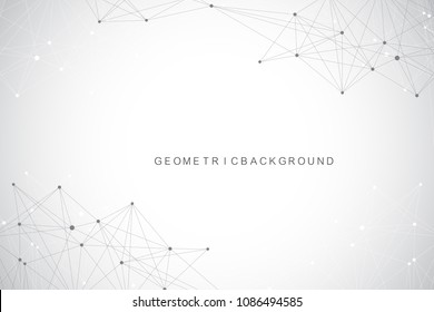 Geometric graphic background molecule and communication. Big data complex with compounds. Perspective backdrop. Minimal array. Digital data visualization. Scientific cybernetic vector illustration