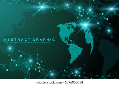 Geometric graphic background molecule and communication. Big data complex with compounds. Perspective backdrop. Minimal array. Digital data visualization. Scientific cybernetic vector illustration