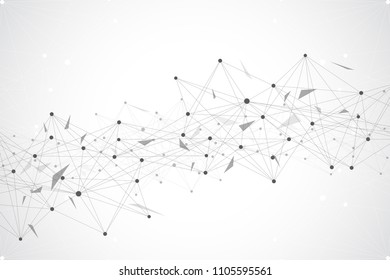 Geometric graphic background molecule and communication. Big data complex with compounds. Perspective backdrop. Minimal array Big data. Digital data visualization. Scientific vector illustration