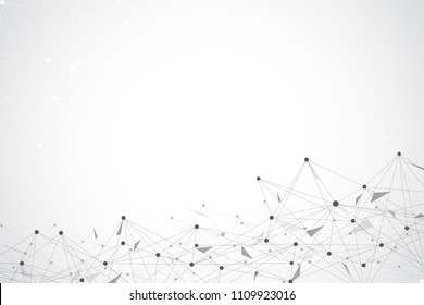 Geometric graphic background molecule and communication. Big data complex with compounds. Perspective backdrop. Minimal array Big data. Digital data visualization. Scientific vector illustration