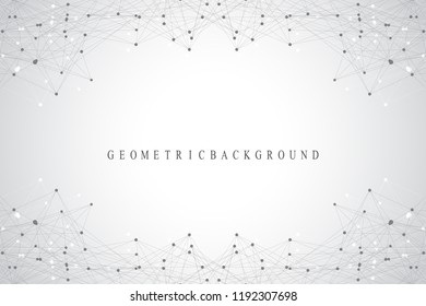 Molécula de fondo geométrica gráfica y comunicación. Grandes complejos de datos con compuestos. Fondo de perspectiva. Matriz mínima Grandes datos. Visualización de datos digitales. Ilustración vectorial científica