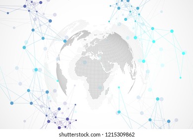 Geometric graphic background molecule and communication. Big data complex with compounds. Artificial Intelligence and Machine Learning Concept. Scientific cybernetic vector illustration.