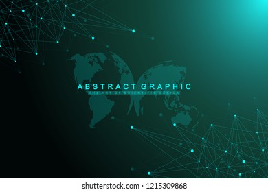 Geometric graphic background molecule and communication. Big data complex with compounds. Artificial Intelligence and Machine Learning Concept. Scientific cybernetic vector illustration.