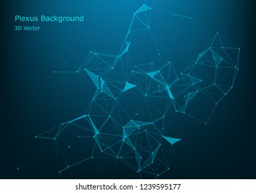 Geometric graphic background molecule and communication. Big data complex with compounds. Perspective backdrop. Minimal array. Digital data visualization. Scientific cybernetic vector illustration