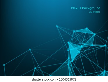 Geometric graphic background molecule and communication. Big data complex with compounds. Perspective backdrop. Minimal array. Digital data visualization. Scientific cybernetic vector illustration 