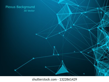 Geometric graphic background molecule and communication. Big data complex with compounds. Perspective backdrop. Minimal array Big data. Digital data visualization. Scientific vector illustration