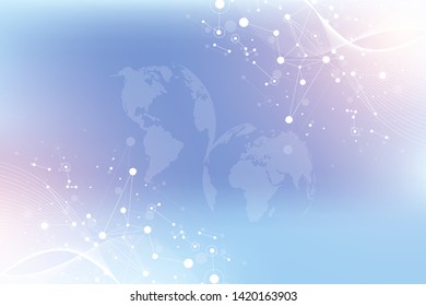 Geometric graphic background molecule and communication. Connected lines with dots. Minimalism chaotic illustration background. Concept of the science, chemistry, biology, medicine, technology, vector