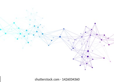 Geometric graphic background molecule and communication. Connected lines with dots. Minimalism chaotic illustration background. Concept of the science, chemistry, biology, medicine, technology, vector