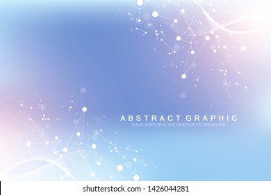 Geometric graphic background molecule and communication. Connected lines with dots. Minimalism chaotic illustration background. Concept of the science, chemistry, biology, medicine, technology, vector