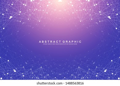 Geometric graphic background molecule and communication. Big data complex with compounds. Perspective backdrop. Minimal array. Digital data visualization. Scientific cybernetic vector illustration
