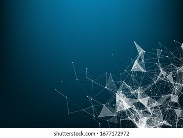 Geometric graphic background molecule and communication. Big data complex with compounds. Perspective backdrop. Minimal array Big data. Digital data visualization. Scientific vector illustration