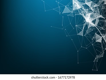 Geometric graphic background molecule and communication. Big data complex with compounds. Perspective backdrop. Minimal array Big data. Digital data visualization. Scientific vector illustration