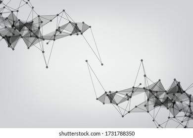Molécula de fondo geométrica gráfica y comunicación. Ilustración caótica del minimalismo. Concepto de ciencia, química, biología, medicina. Tecnología de fondo conectando puntos y línea.