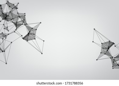 Geometrisches grafisches Hintergrundmolekül und Kommunikation. Minimalismus chaotische Illustration. Konzept der Wissenschaft, Chemie, Biologie, Medizin. Hintergrundtechnologie zum Verbinden von Punkten und Linie.