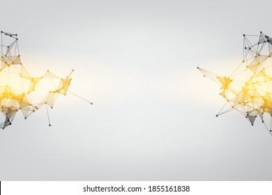 Molécula de fondo geométrica gráfica y comunicación. Ilustración caótica del minimalismo. Concepto de ciencia, química, biología, medicina. Tecnología de fondo conectando puntos y línea.