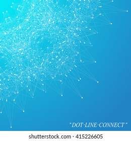 Geometric graphic background molecule and communication. Connected lines with dots. Concept of the science, chemistry, biology, medicine, technology. Vector illustration.