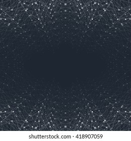 Geometric graphic background molecule and communication. Connected lines with dots. Concept of the science, chemistry, biology, medicine, technology. Vector illustration.