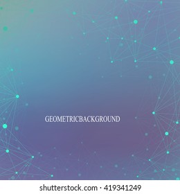 Geometric graphic background molecule and communication. Connected lines with dots. Concept of the science, chemistry, biology, medicine, technology. Vector illustration.