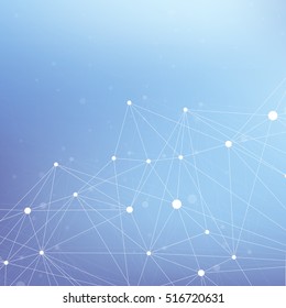 Geometric graphic background molecule and communication. Big data complex with compounds. Perspective backdrop. Minimal array Big data. Digital data visualization. Scientific vector illustration