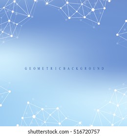 Geometric graphic background molecule and communication. Big data complex with compounds. Perspective backdrop. Minimal array Big data. Digital data visualization. Scientific vector illustration
