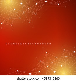 Geometric graphic background molecule and communication. Big data complex with compounds. Perspective backdrop. Minimal array Big data. Digital data visualization. Scientific vector illustration