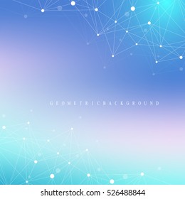 Geometric graphic background molecule and communication. Big data complex with compounds. Perspective backdrop. Minimal array Big data. Digital data visualization. Scientific vector illustration