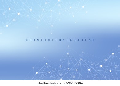 Geometric graphic background molecule and communication. Big data complex with compounds. Perspective backdrop. Minimal array Big data. Digital data visualization. Scientific vector illustration
