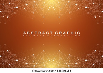 Geometric graphic background molecule and communication. Big data complex with compounds. Perspective backdrop. Minimal array. Digital data visualization. Scientific cybernetic vector illustration