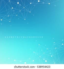 Geometric graphic background molecule and communication. Big data complex with compounds. Perspective backdrop. Minimal array. Digital data visualization. Scientific cybernetic vector illustration.